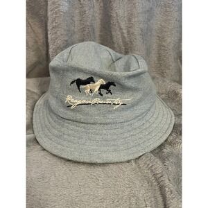 Reagan Country Denim Bucket Hat Horses Embroidered‎ Made in USA L/XL